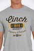 Cinch Men's Heather Grey Short Sleeve T-Shirt Tee - MTT1690511