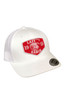 Lazy J Unisex Red Ranch Mesh Back Snapback Patch Cap Hats - WHITE3RR