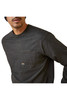 Ariat Men's Rebar Cotton Strong Shock Fire Charcoal Heather Long Sleeve T-Shirt Tee - 10046353