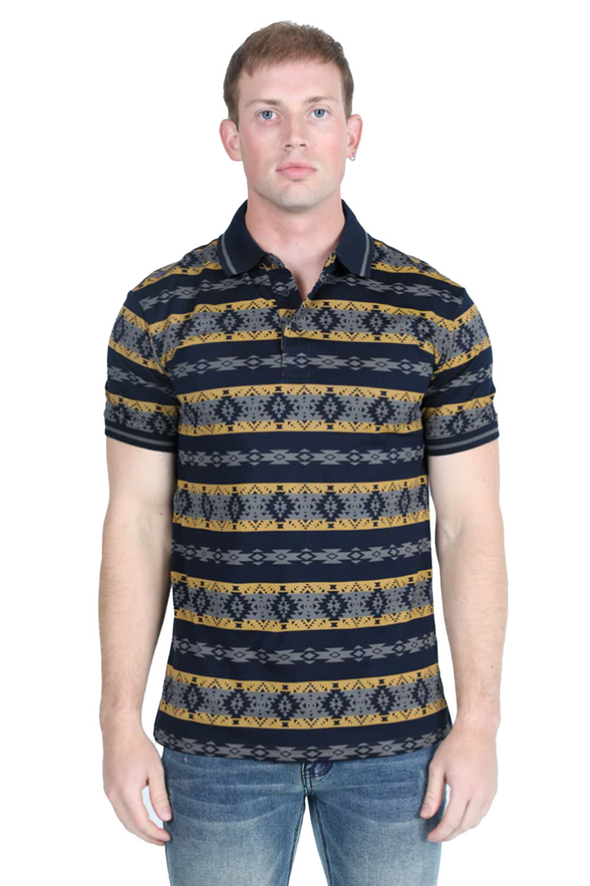 Platini T Shirts Men's Modern Fit Stretch Cotton Polo Navy Short Sleeve Tee  - AZP9843