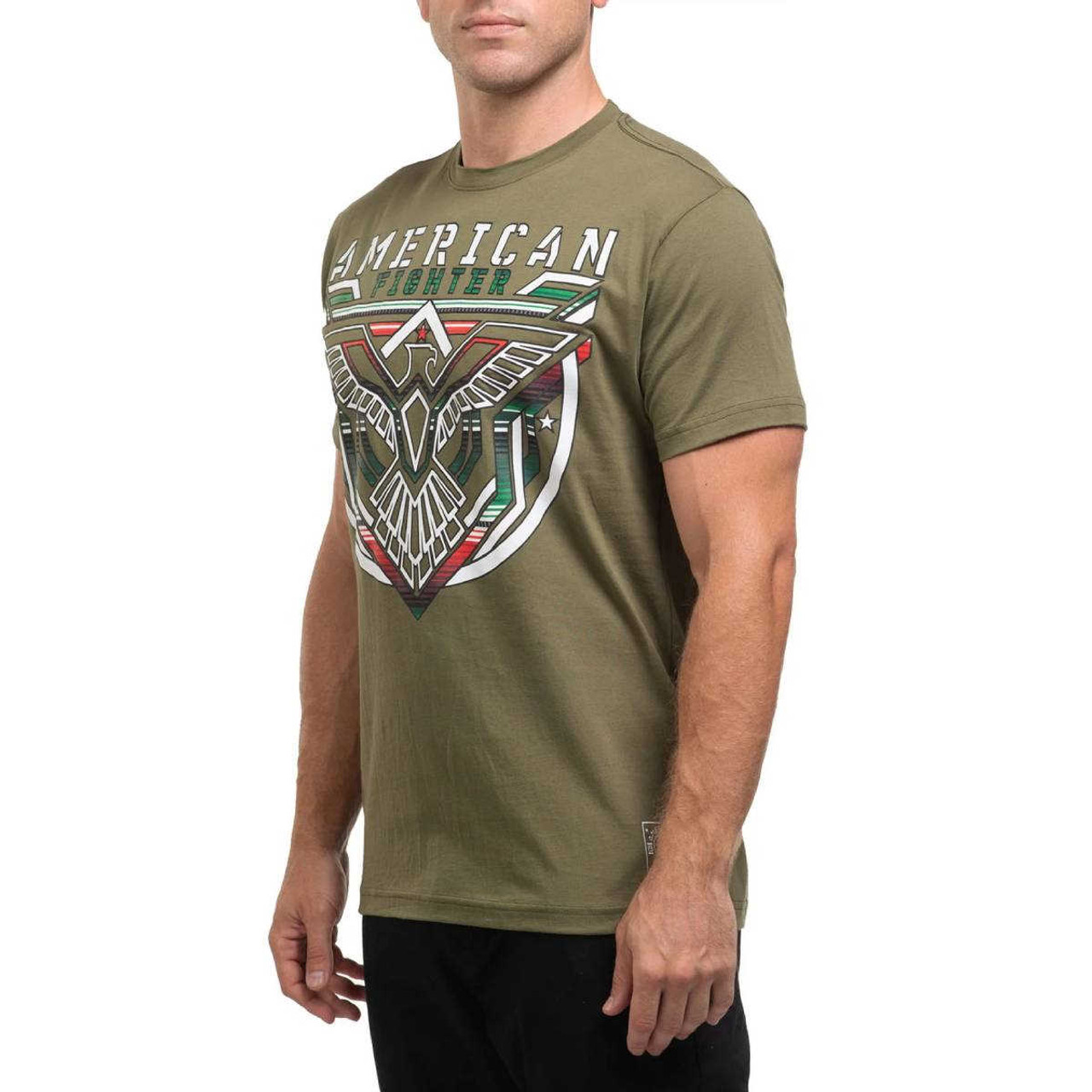 【DEARMINE】Bout America Short Sleeve Tee American Fighter Men's Dusty Military Green Short Sleeve T
