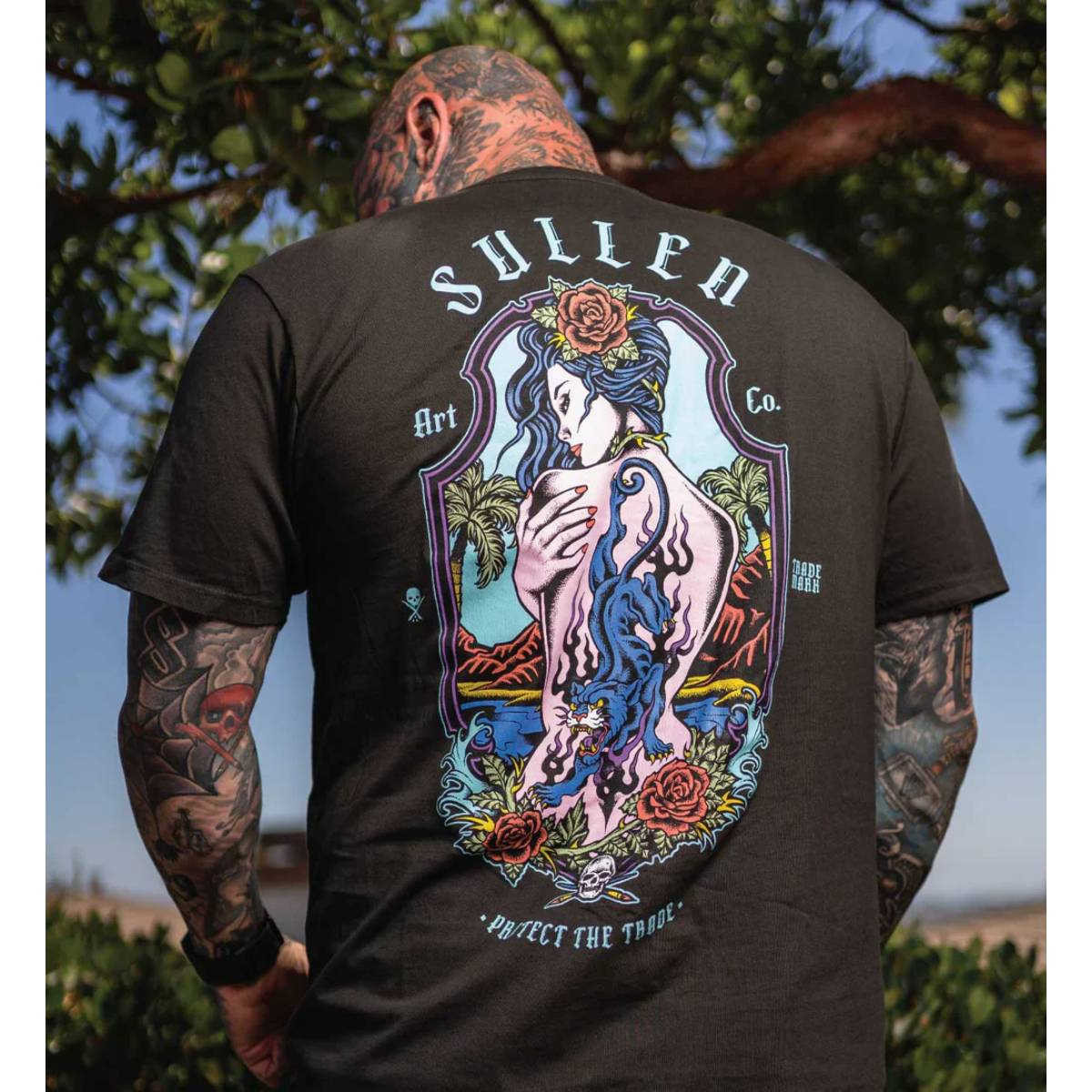 Sullen Men's Back Piece Premium Vintage Black Short Sleeve T-Shirt Tee