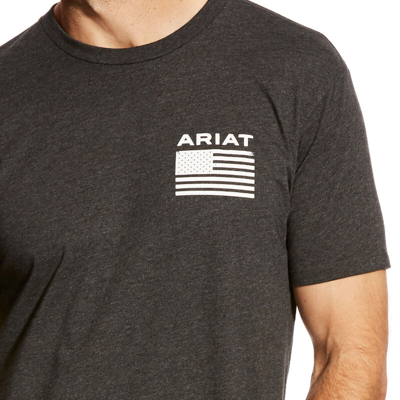 Ariat® Men's Freedom Charcoal Grey Flag Short Sleeve T-Shirt Tee - 10025209