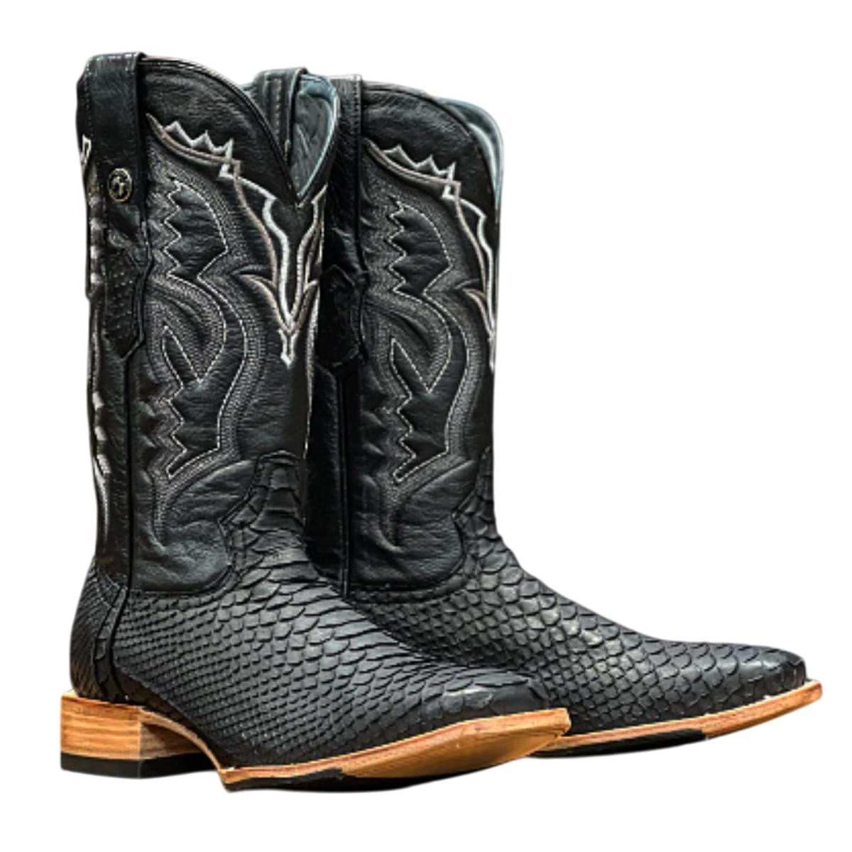 Tanner Mark Men's Phyton Jumbo Matte Black Boots
