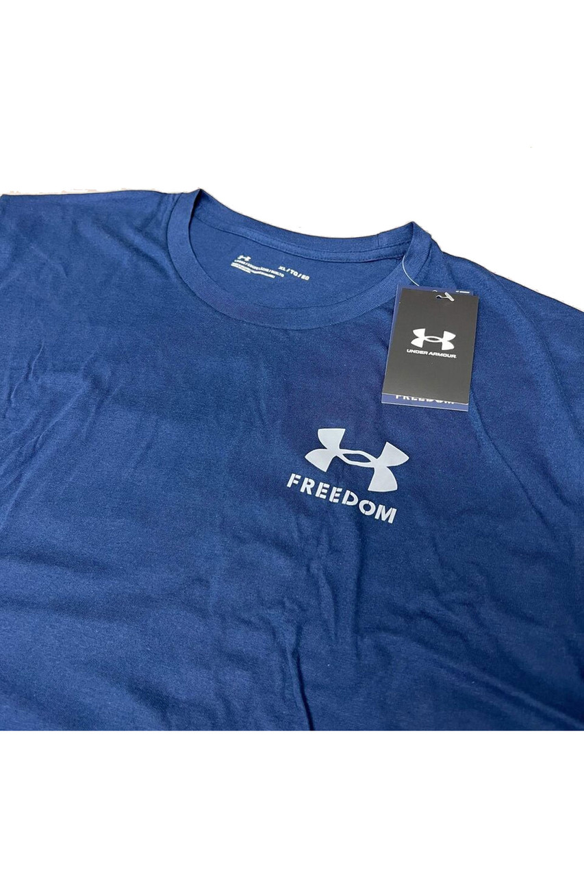 Under Armour Men's T-Shirt UA Freedom Flag Athletic Short Sleeve Tee  1370810, Steel / Black, XL 
