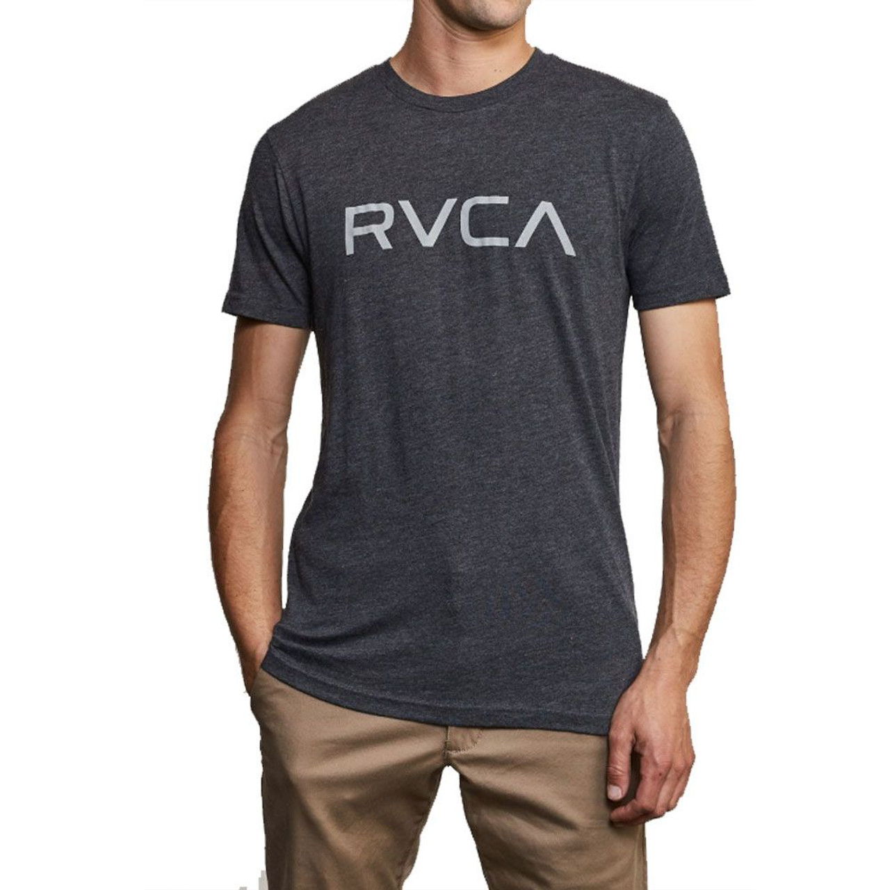 RVCA Men's Big Short Sleeve T-Shirt Black Gray - M420SRBI-BLK