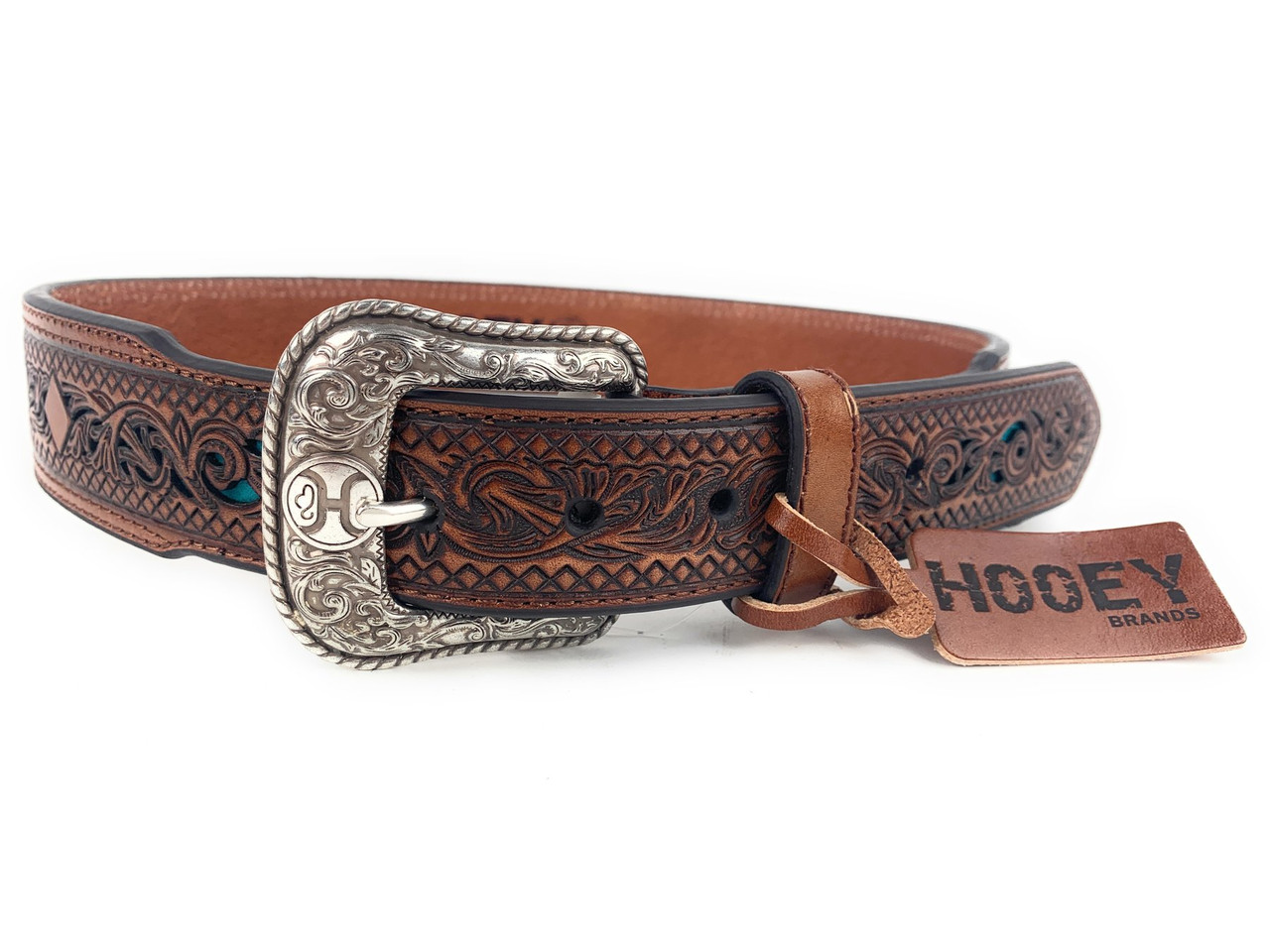 Hooey Men's Scroll Tooled Turquoise 