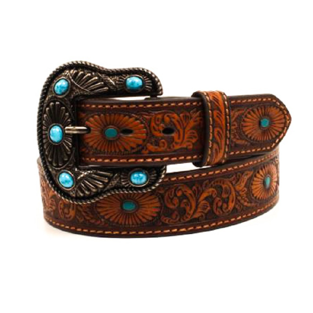 Nocona Women's Oval Burst Scroll Embossed Turquoise Painted Ladies