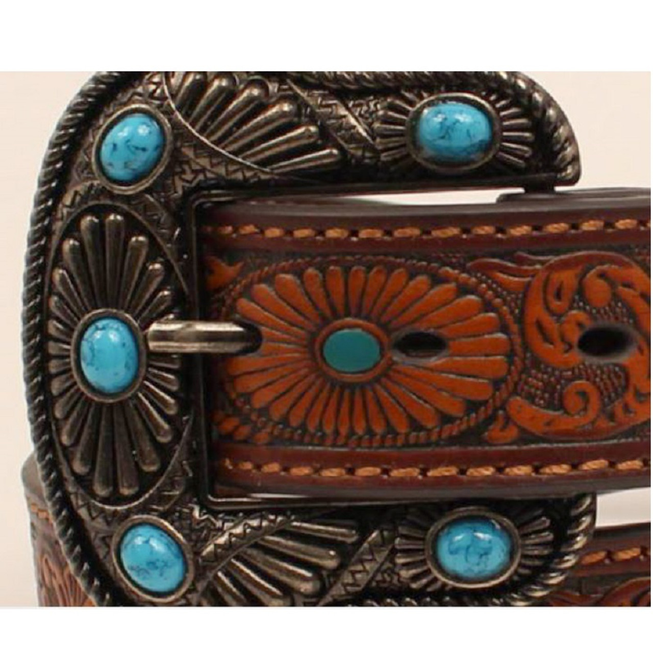 Nocona Women's Oval Burst Scroll Embossed Turquoise Painted Ladies