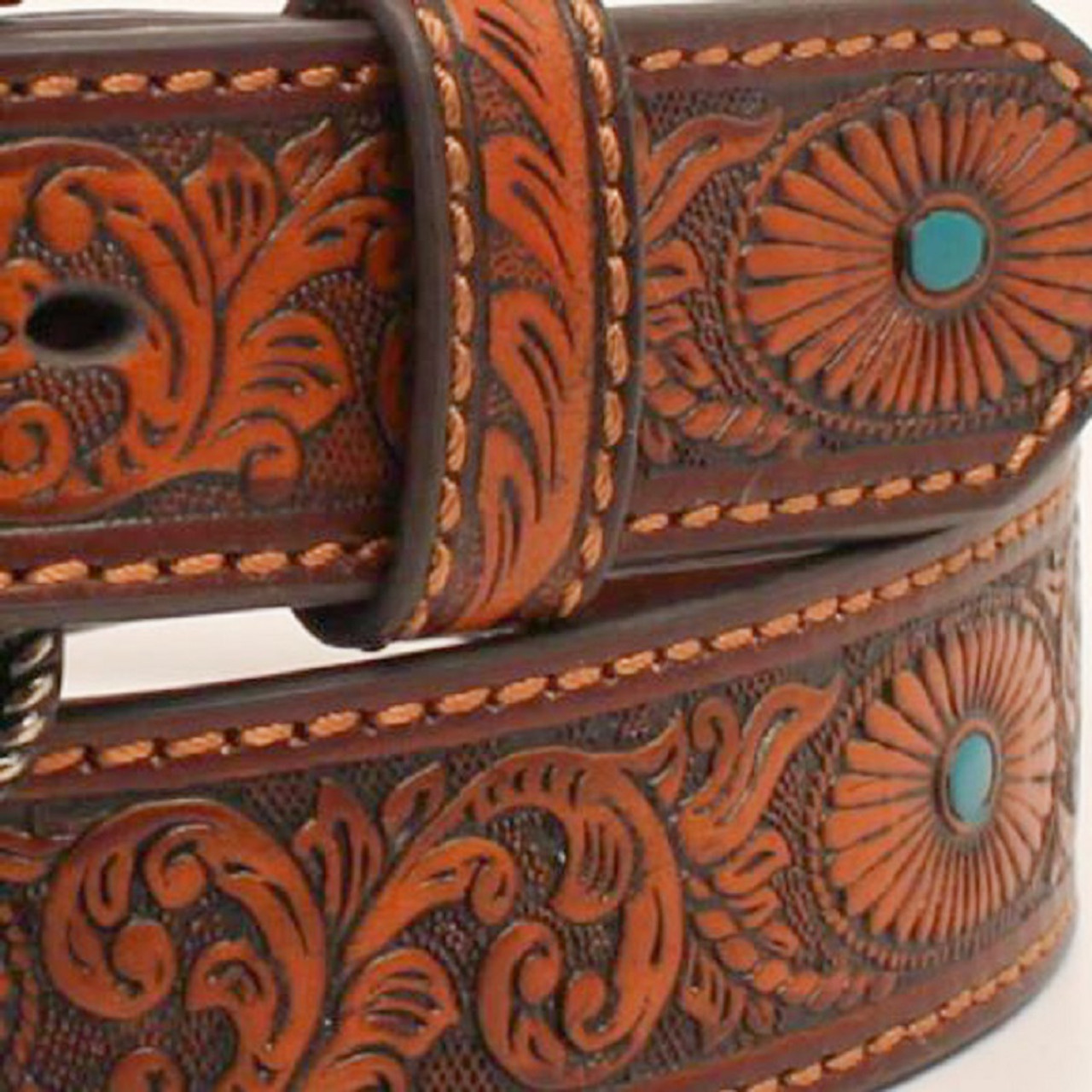 Nocona Women's Oval Burst Scroll Embossed Turquoise Painted Ladies