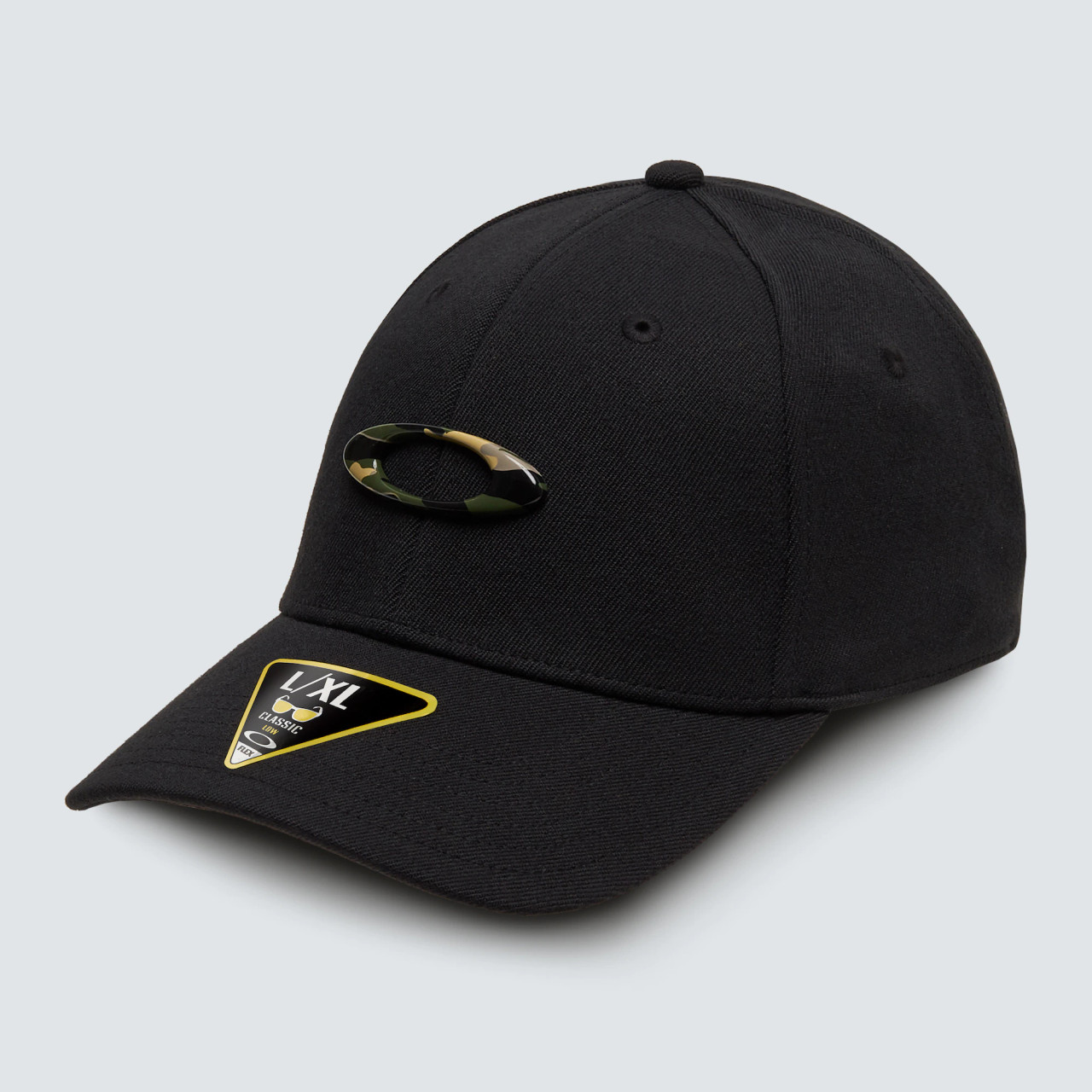 Oakley Men\'s Flexfit Black/Graphic Camo Tincan Cap Patch Hats - 911545-01Y | Flex Caps