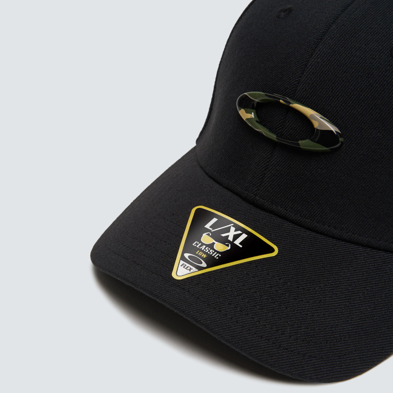 Oakley Men\'s Flexfit Black/Graphic Camo Tincan Cap Patch Hats - 911545-01Y | Flex Caps