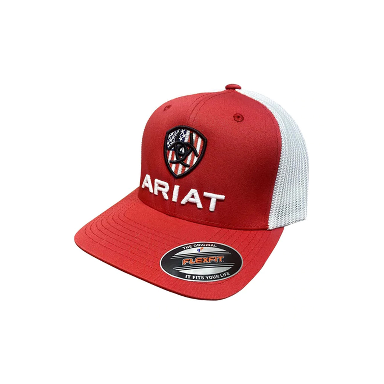 - Flag A300035004 Shield Ariat Flexfit Hats Cap USA Patch Trucker