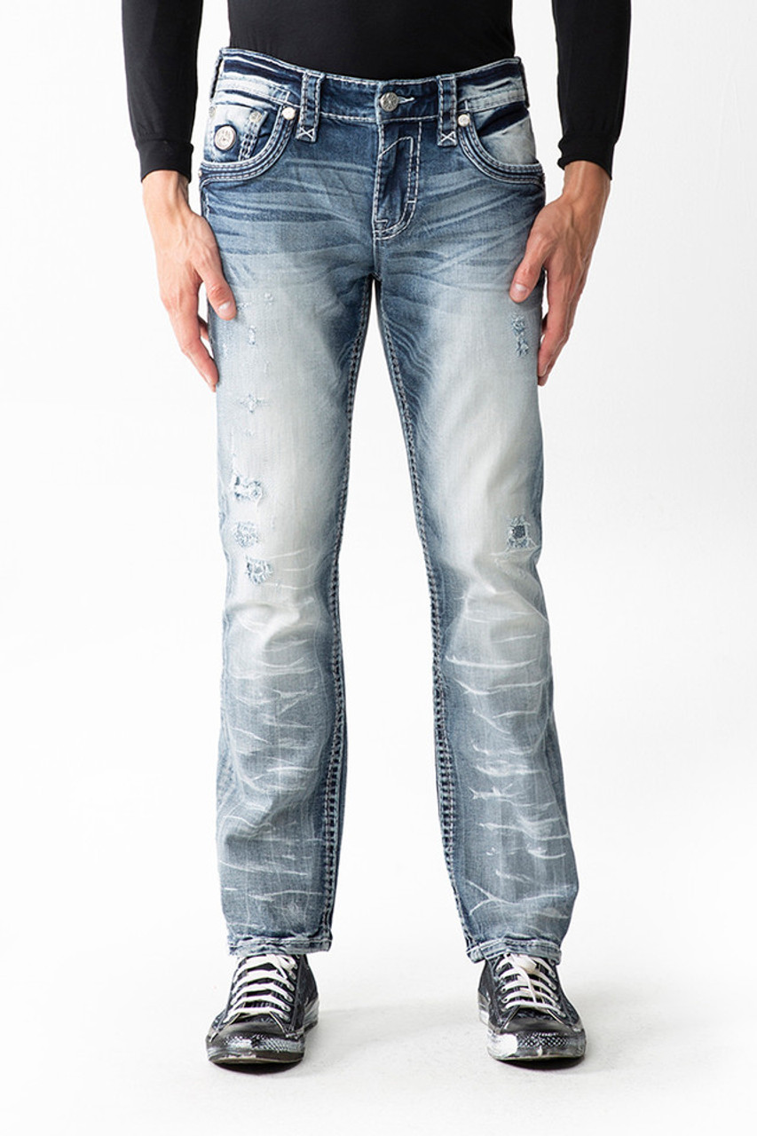 Rock Revival Karlo Straight-Leg Distressed Denim Jeans