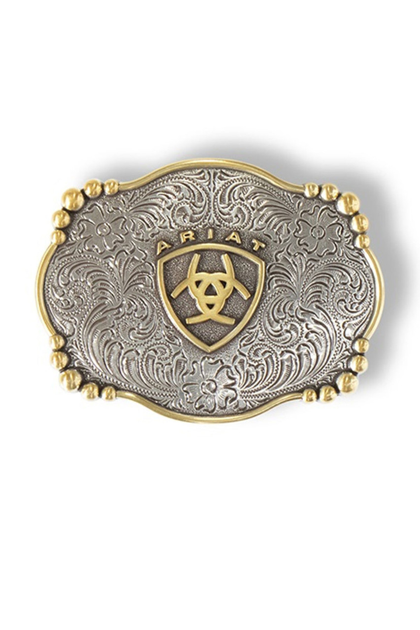 Ariat Logo Oval Buckle , Gold/Silver