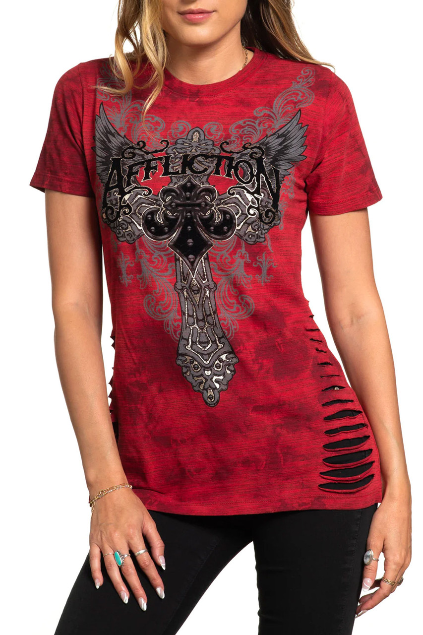 Affliction Women's Middleham Light Short Sleeve T-Shirt Tee - AW25580