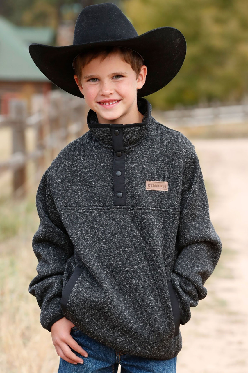 Cinch Pullover Boys Sweater Knit Charcoal - MWK7330004