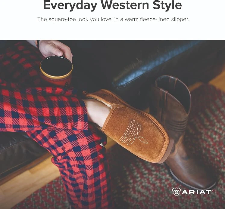 Ariat Men's Lasso Square Toe Slipper in Chestnut