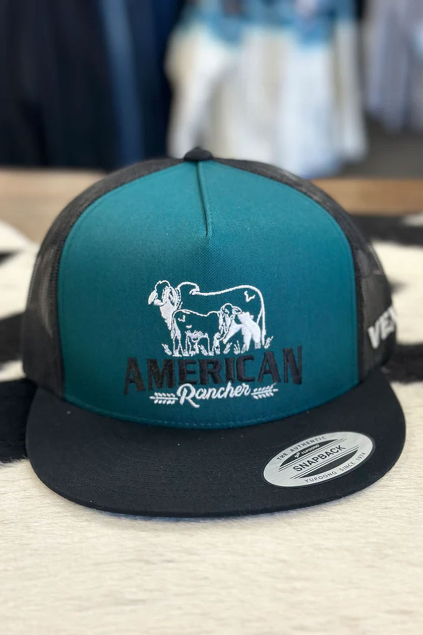 Vexil Hats Unisex American Rancher Cow Calf Black Teal Mesh Back