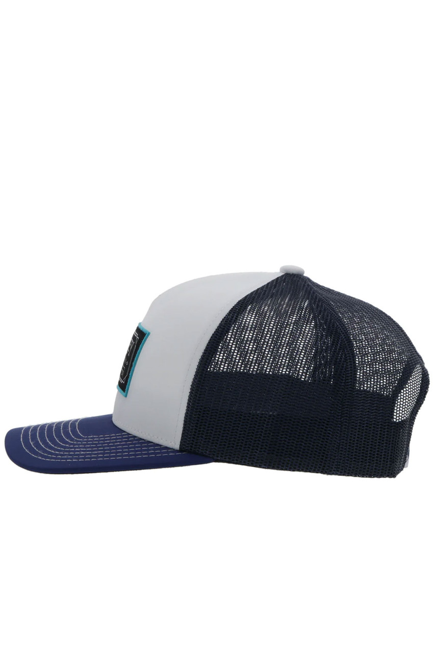 Hooey Hats Unisex Doc Trucker Hat White & Navy Mesh Back Snapback Patch Cap  - 2302T-WHNV