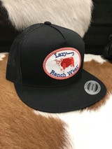 Lazy J Ranch Wear Black & Black Red Original Patch Cap