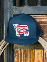 Lazy J Ranch Wear Navy & Navy 4" Serape Bull Cap Hat - NVYNVY4SERP