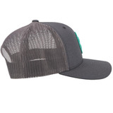 Hooey O-Classic Mesh Back Snapback Grey and Turquoise Trucker Patch Cap Hats - 2109T-GY