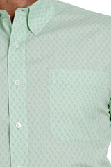 Cinch Men's Modern Fit Green and Cream Print Long Sleeve Shirt Jacket- Mtw1347016
