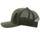 Hooey "Hog" Olive 5 Panel Mesh Back Snap Back Trucker Patch Cap Hats - 3029T-OL
