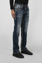 Rock Revival Men's "Amari" Straight Denim Jeans - RP3716J200R - 32"