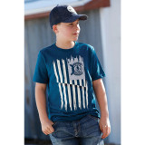 Cinch Boy's American Flag Logo Crew Neck Short Sleeve T-Shirt Tee - MTT7670110
