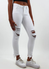 Hidden Women's Amelia Uneven Hem Skinny White Denim Jeans - HD75100-WHT1 - 27"