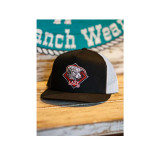 Lazy J Men's & Women's Diamond Hereford Cap 4" Mesh Back Snapback Patch Cap Hats - BLKWHT4RDIA