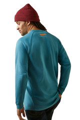 Ariat Men's Rebar Cotton Strong Block Storm Blue Long Sleeve T-Shirt Tee - 10046645