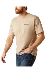 Ariat Men's Wooden Badges Oatmeal Short Sleeve T-Shirt Tee - 10047587