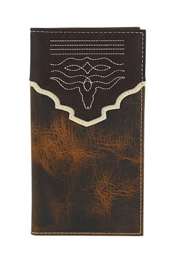 【新品】Velcro Lamb Wallet DECI Tony Lama Wallet Men's Rodeo Leather Rawhide Stitch Brown