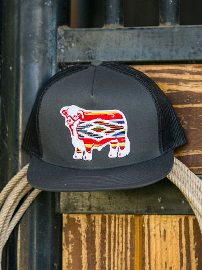 Lazy J Ranch Wear Gray & Gray 4" Serape Bull Cap Hat - GRAYGRAY4SER
