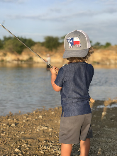 Lazy J Youth Ranch Wear Heather & White 3.5" Texas Flag Patch Cap Hat - YTHHWTEX