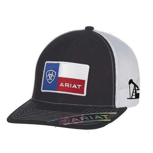 Ariat Men's Black & White Texas Flag Snapback Patch Cap Hats - A300006001