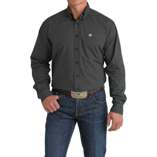 Cinch Shirts Men's Geometric Print Red Long Sleeve - MTW1105653