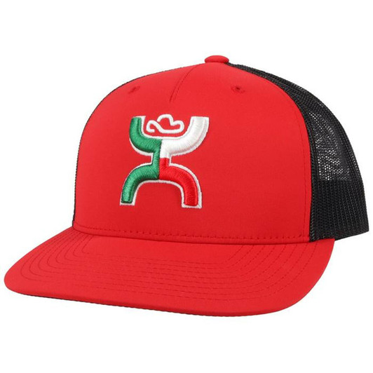 Hooey "BOQUILLAS" Mesh Back Snapback Red Black Mexico Patch Cap Hats - 2118T-RDBK