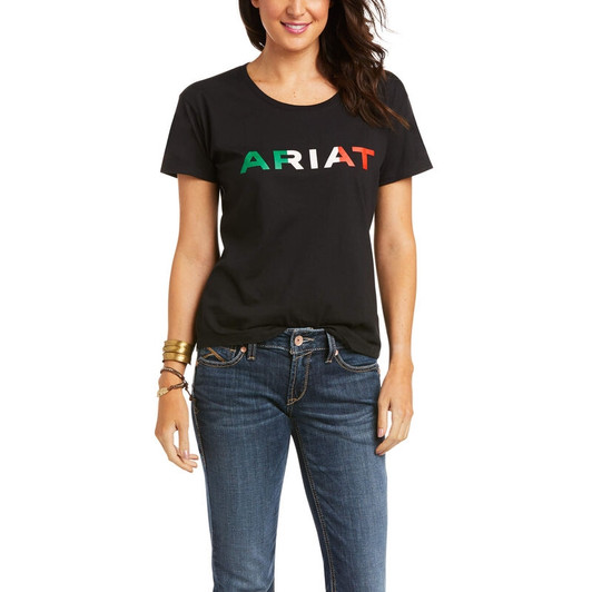 Ariat Women's Viva Mexico Screen Print Logo Black  Short Sleeve T-Shirt Tee - 10036634