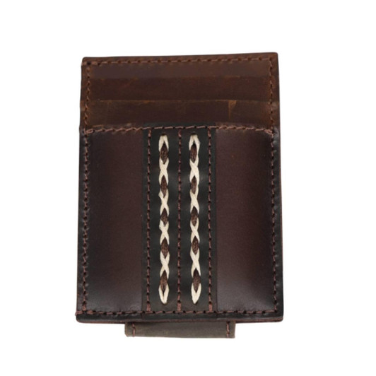 Red Dirt Hat Co. Men's Leather Logo Brown Card Case Wallet Money Clip