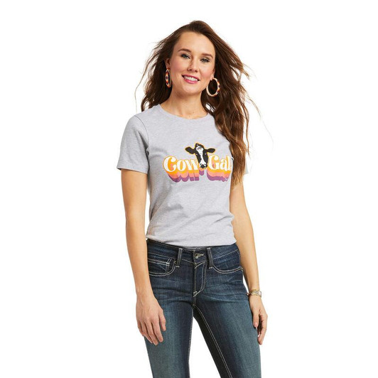 Ariat Women's Retro Cow Athletic Short Sleeve T-Shirt Tee - 10038634