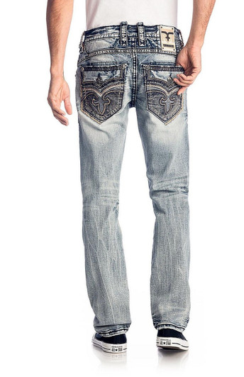 Rock Revival Men's Woodley J200 Straight Denim Jeans  - TJ3552-J200R - 32 Size