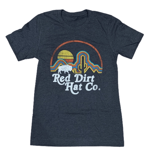 Red Dirt Hat Co. Men's Heather Grey Neon Buffalo Logo Graphic Short Sleeve T-Shirt