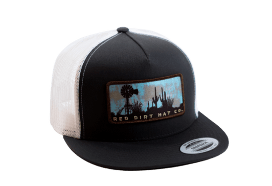 Red Dirt Men's Cactus Windmill Charcoal and White Snapback Cap Hat - RDHC236