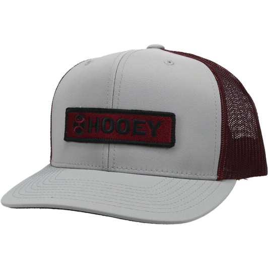 Hooey "Lockup" Grey/Maroon Trucker Hat Mesh Back Snapback Patch Cap Hats - 2113T-GYMA