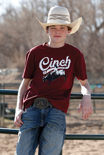Cinch Boy's Rodeo Logo Crew Neck Short Sleeve T-Shirt Tee - MTT7670114