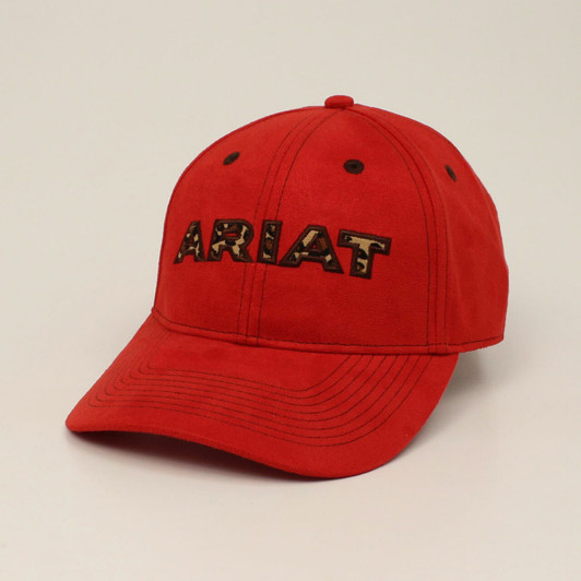Ariat Women's Leopard Logo Red Suede Velcro Closure Baseball Patch Cap Hat - A300028004
